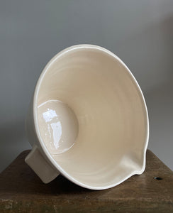 A well sized white ironstone dairy CREAM pail with side carrying handles, lip front and pretty floral decoration - SHOP NOW - www.intovintage.co.uk