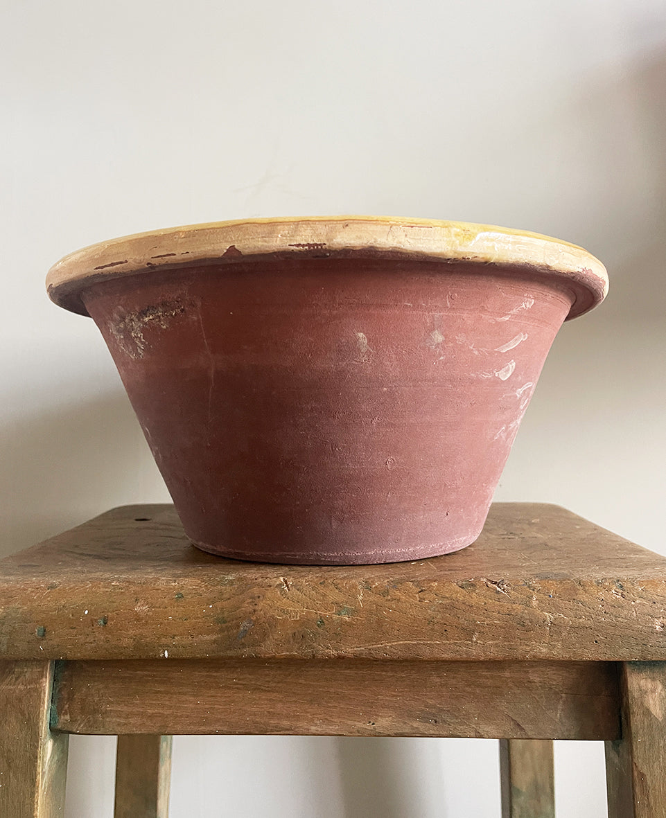An Antique glazed terracotta Dairy Cream Bowl. Ideal for bread proving. French, late 19th Century - SHOP NOW - www.intovintage.co.uk