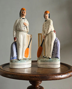 A pair of Staffordshire Flat-Back Cricketers - SHOP NOW - www.intovintage.co.uk