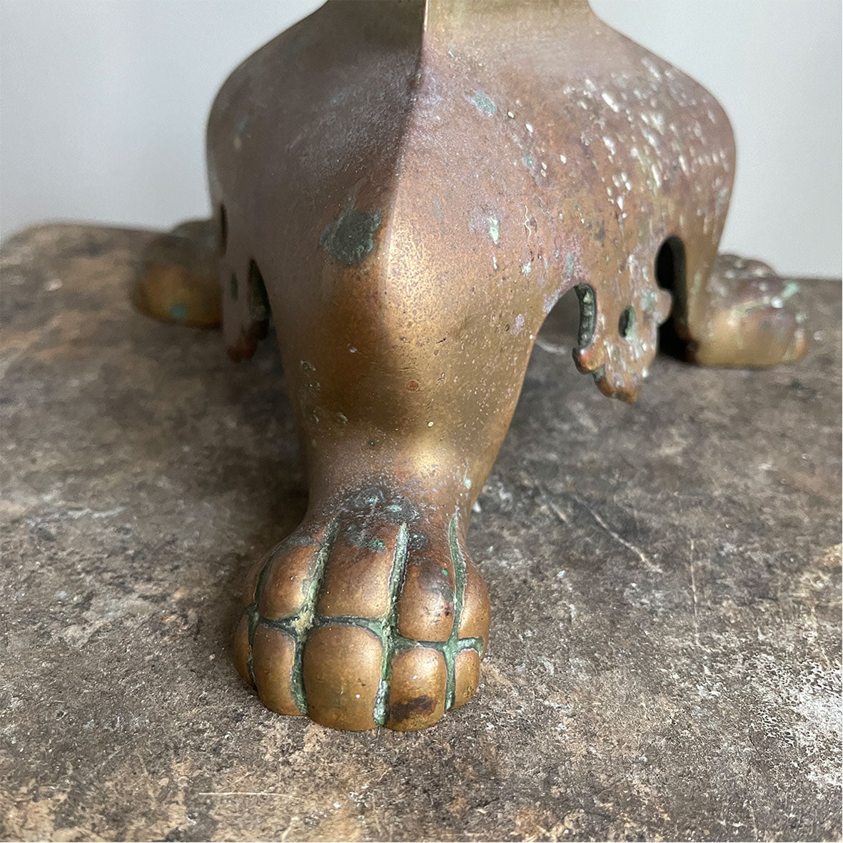 A Large Brass Alter Cross with a round copper motif and a lion foot base. Nice chunky and heavenly heavy! SHOP NOW - www.intovintage.co.uk