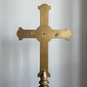 A Large Brass Alter Cross with a round copper motif and a lion foot base. Nice chunky and heavenly heavy! SHOP NOW - www.intovintage.co.uk