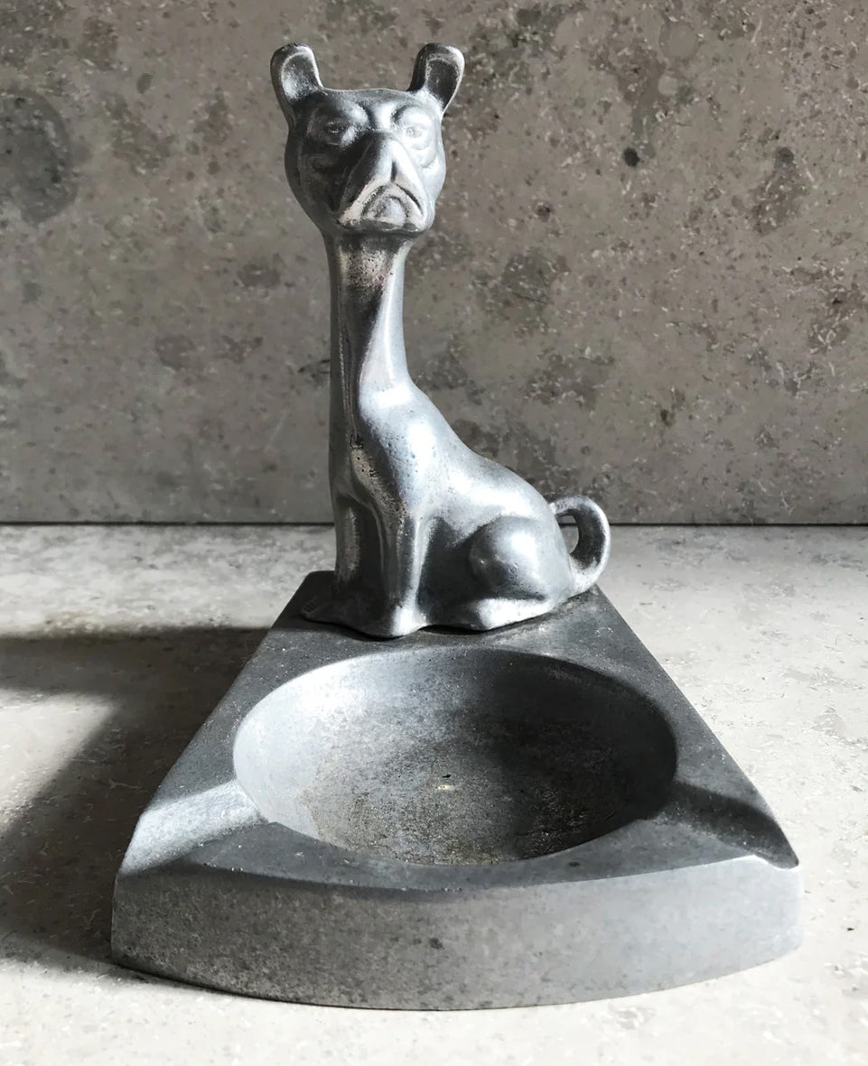 Vintage French Bulldog Alloy Ashtray
