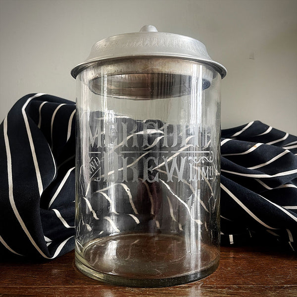 イギリスアンティーク MEREDITH AND DREW ガラスビスケットジャー