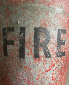 Vintage riveted, galvanised steel fire bucket with a wonderful distressed patina to it's red surface - SHOP NOW - www.intovintage.co.uk