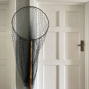 A beautifully crafted Edwardian Fishing Net. Beautiful brass fittings on a long bamboo handle that screws into the hinged and collapsable net head - SHOP NOW - www.intovintage.co.uk