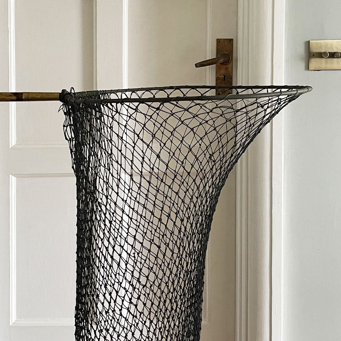 A beautifully crafted Edwardian Fishing Net. Beautiful brass fittings on a long bamboo handle that screws into the hinged and collapsable net head - SHOP NOW - www.intovintage.co.uk