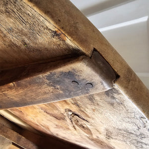 A lovely coloured Rustic French Tilt Top Table. It has a round top raised on three nicely profiled legs and central turned boss. The base still retains its original scumble painted finish. - SHOP NOW - www.intovintage.co.uk