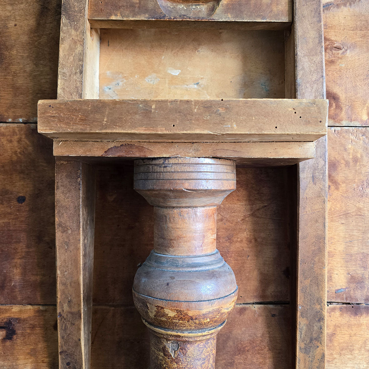 A lovely coloured Rustic French Tilt Top Table. It has a round top raised on three nicely profiled legs and central turned boss. The base still retains its original scumble painted finish. - SHOP NOW - www.intovintage.co.uk