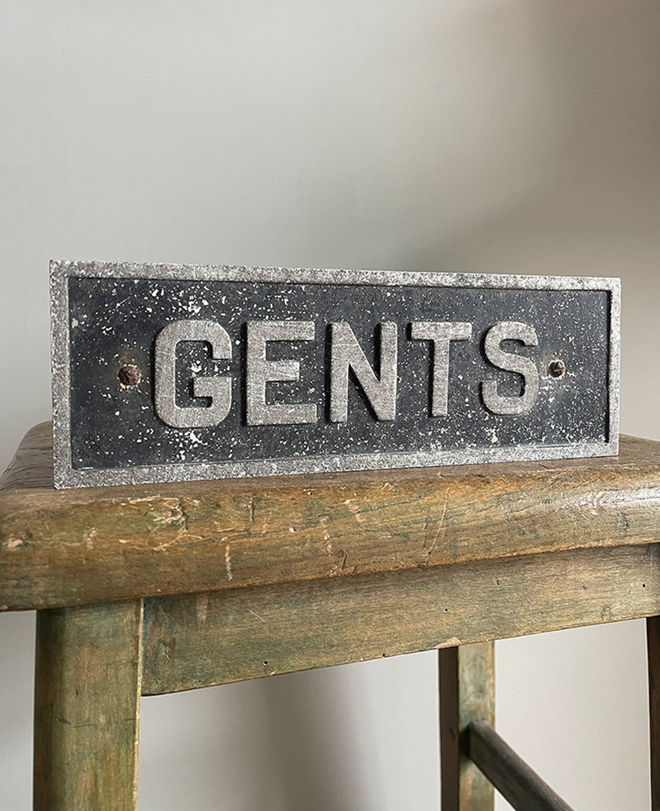 A cool Vintage Alloy Ladies & Gents Sign. Bracketed back so easy to mount on the wall. Great patina to the metal's surface - SHOP NOW - www.intovintage.co.uk