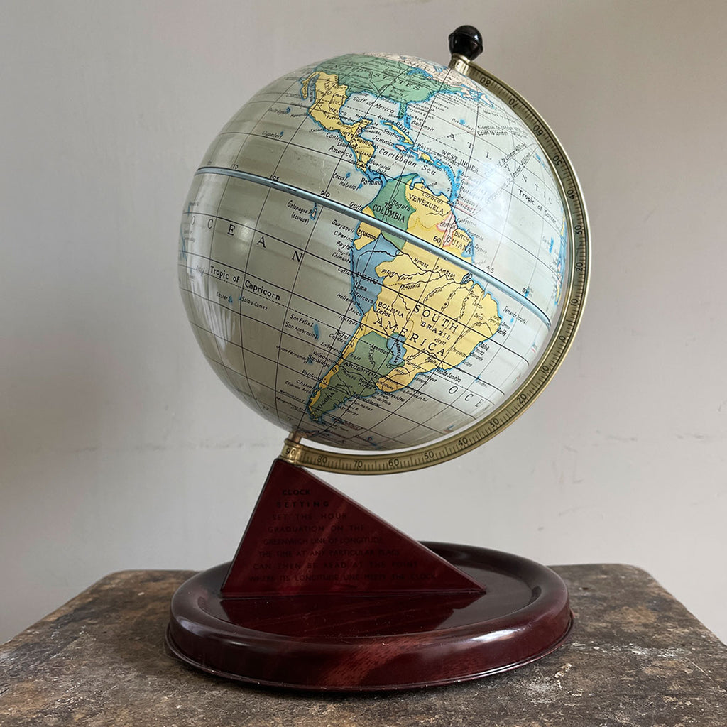 Vintage Chad Valley Tin Globe. Marked Chad Valley, and shows the Royal Warrant on the base. I lovely little item for display - SHOP NOW - www.intovintage.co.uk
