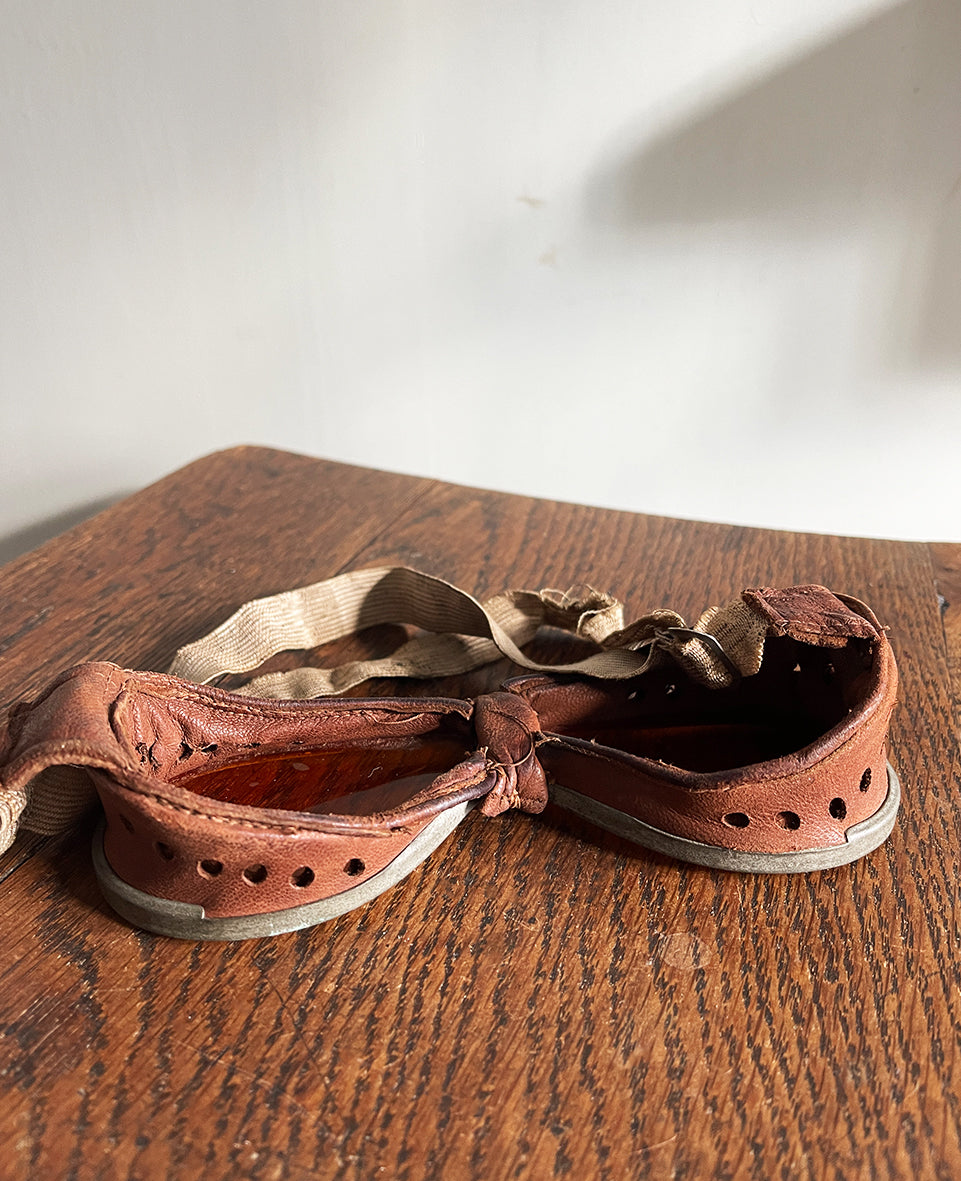 A fantastic pair of original British Army MT goggles with their original box. Amber glass lenses, leather trim and original elastic. These goggles were worn by drivers, tank crews, dispatch riders and more, throughout the Second World War - SHOP NOW - www.intovintage.co.uk