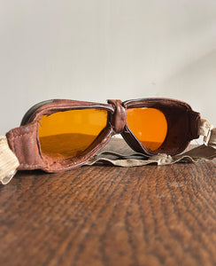 A fantastic pair of original British Army MT goggles with their original box. Amber glass lenses, leather trim and original elastic. These goggles were worn by drivers, tank crews, dispatch riders and more, throughout the Second World War - SHOP NOW - www.intovintage.co.uk