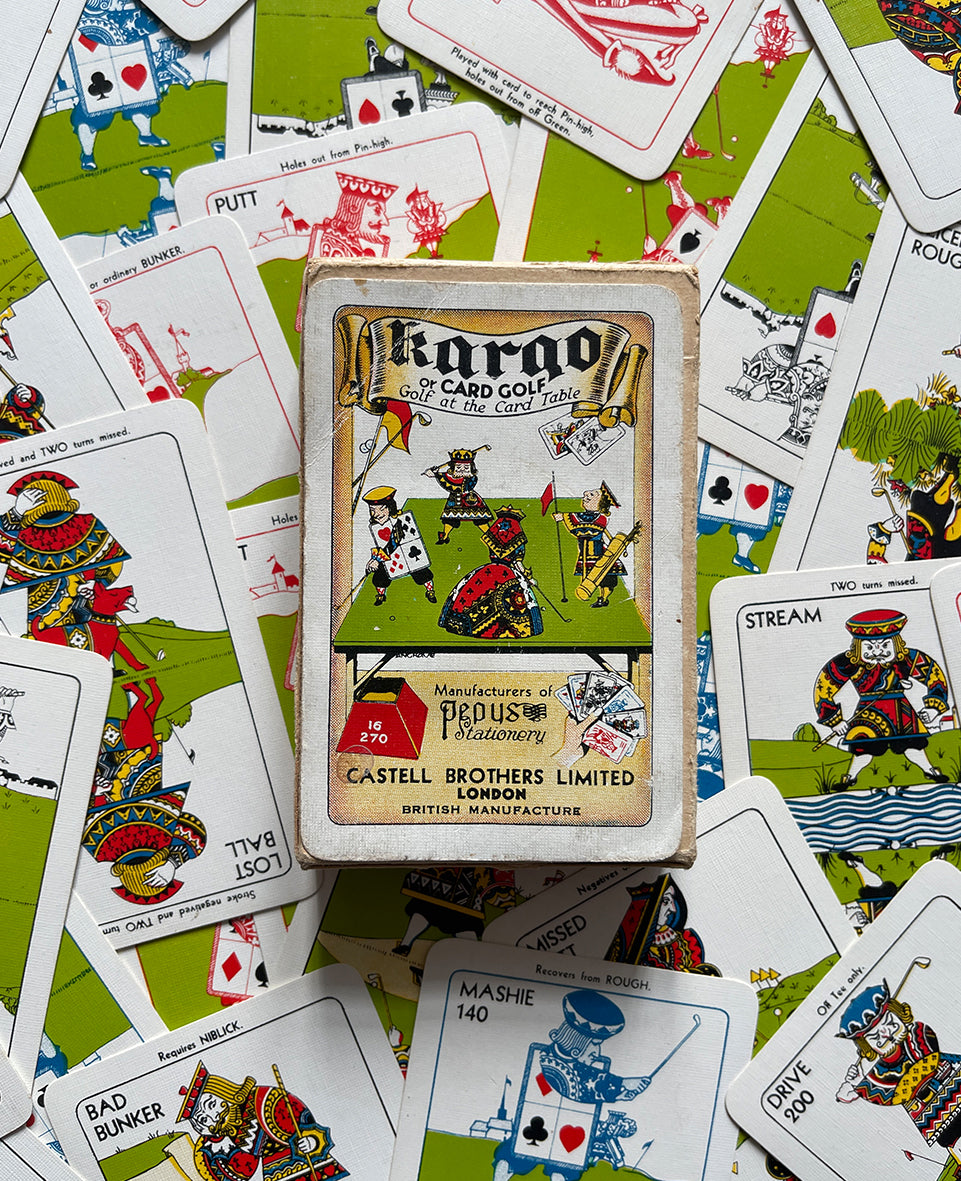 A great example of a vintage card game dating from the 1950’s. The Kargo Golf Game was published in 1955 by Castell Brothers, under their Pepys brand name. A complete full set of 52 cards and the original Rules booklet, with the cards being in really good condition. - SHOP NOW - www.intovintage.co.uk