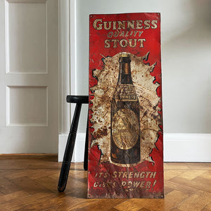 A rare 1930s Guinness Quality Stout Tin Sign. In a fantastic bright red with a great patina. Looks fantastic on the wall too! - SHOP NOW - www.intovintage.co.uk