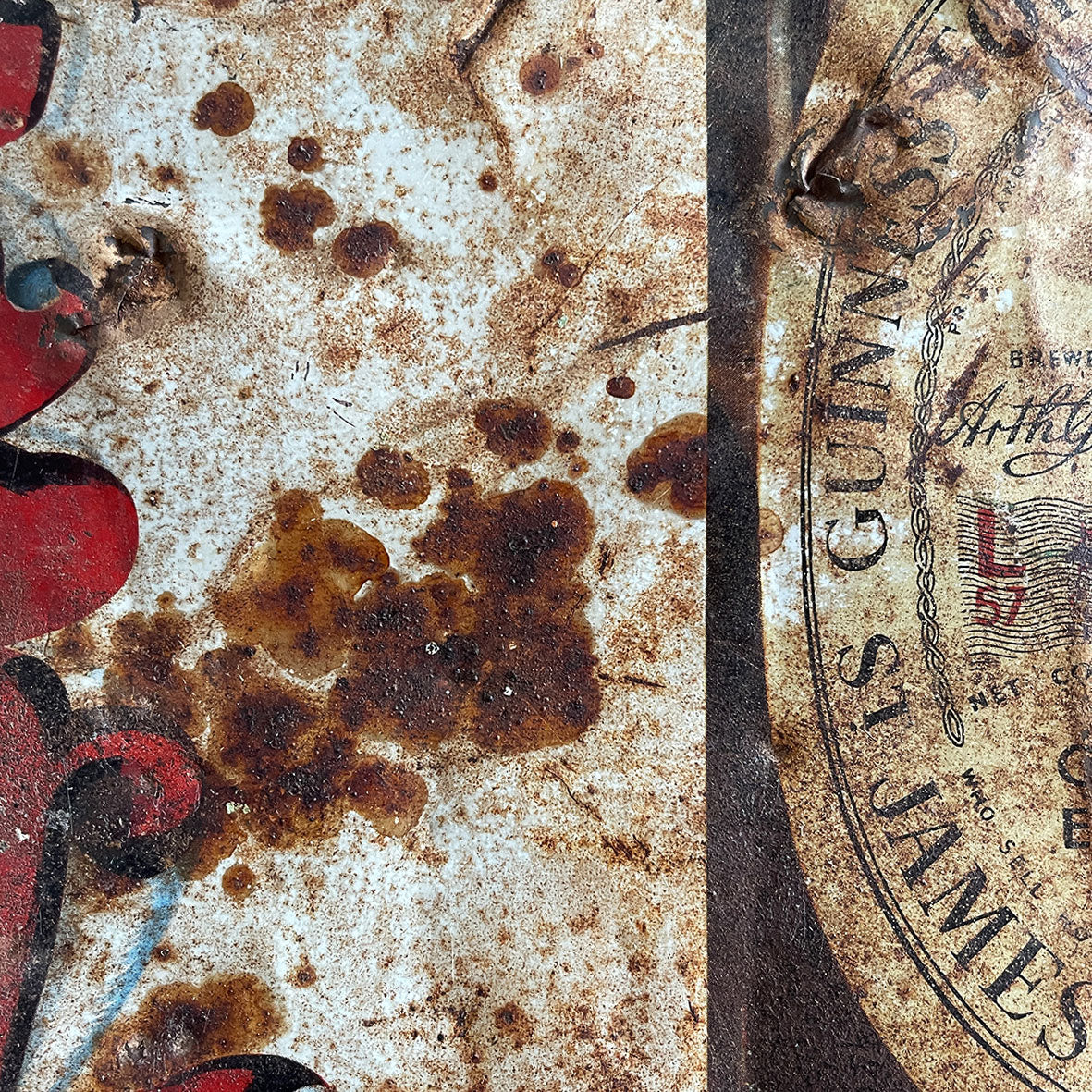 A rare 1930s Guinness Quality Stout Tin Sign. In a fantastic bright red with a great patina. Looks fantastic on the wall too! - SHOP NOW - www.intovintage.co.uk