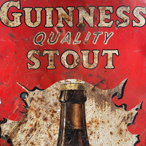 A rare 1930s Guinness Quality Stout Tin Sign. In a fantastic bright red with a great patina. Looks fantastic on the wall too! - SHOP NOW - www.intovintage.co.uk