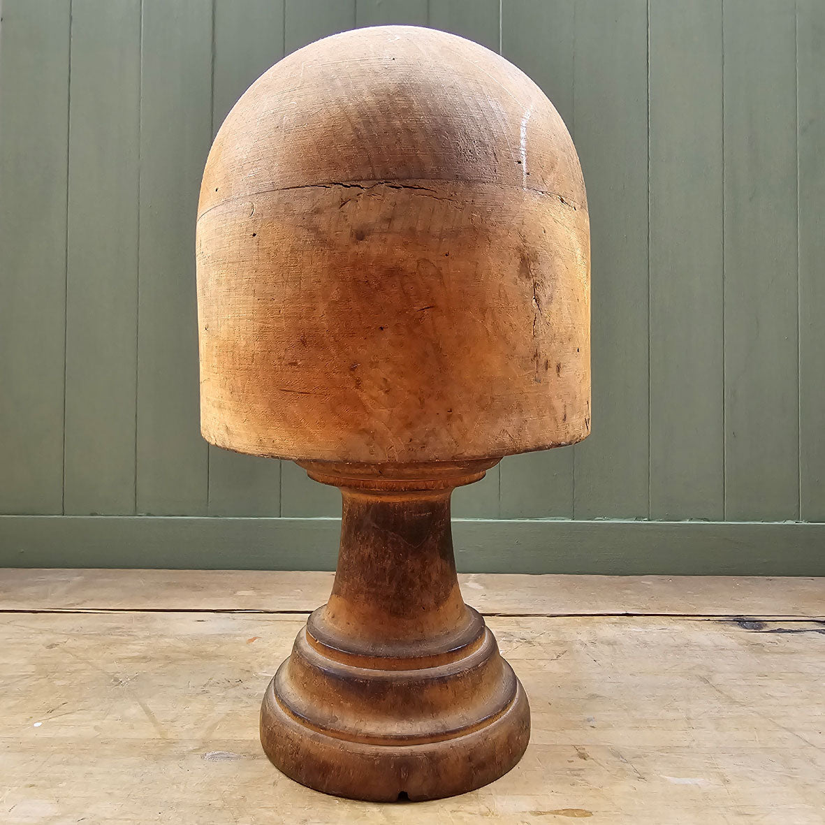 A Milliners Hat Block with its original stand is a real beauty. Perfectly aged with great colour. The perfect resting place for resting you hat or cap when not in use - SHOP NOW - www.intovintage.co.uk