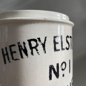 A great looking Henry Elstone's White glazed Tobacco Jar from the Edwardian Period with wonderful distressed type to the front - SHOP NOW - www.intovintage.co.uk