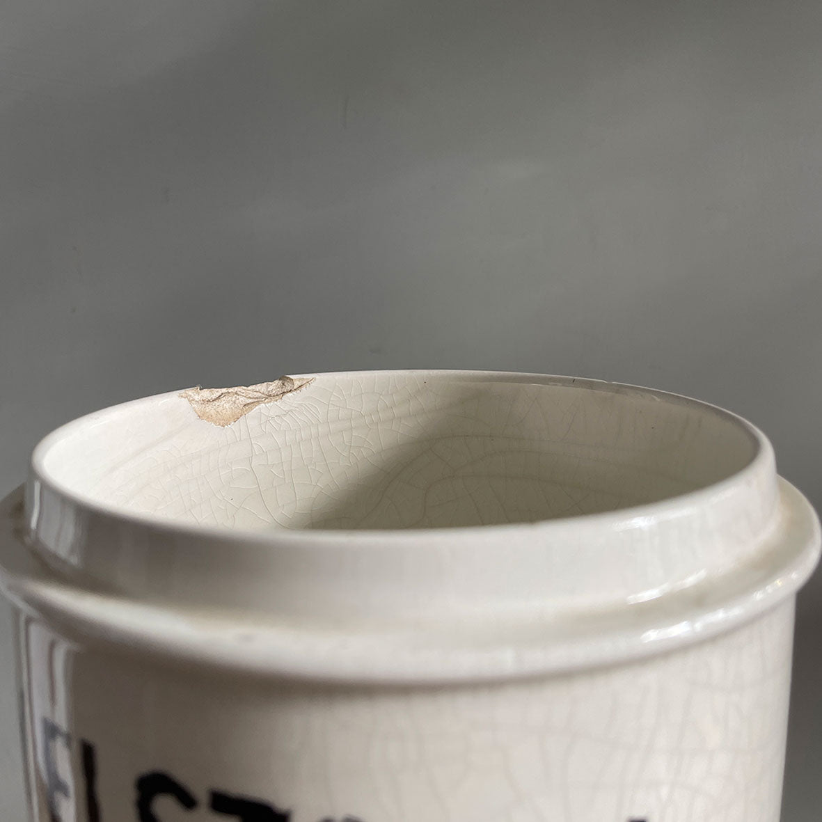 A great looking Henry Elstone's White glazed Tobacco Jar from the Edwardian Period with wonderful distressed type to the front - SHOP NOW - www.intovintage.co.uk