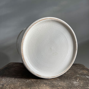 A great looking Henry Elstone's White glazed Tobacco Jar from the Edwardian Period with wonderful distressed type to the front - SHOP NOW - www.intovintage.co.uk