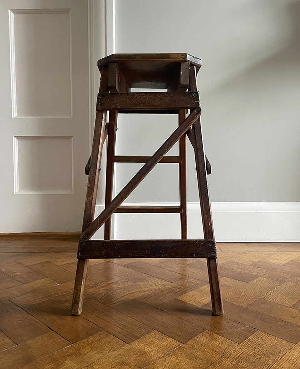 A set of Vintage French Provincial Elm Step Ladders. Very slim when folded, so great for storage - SHOP NOW - www.intovintage.co.uk
