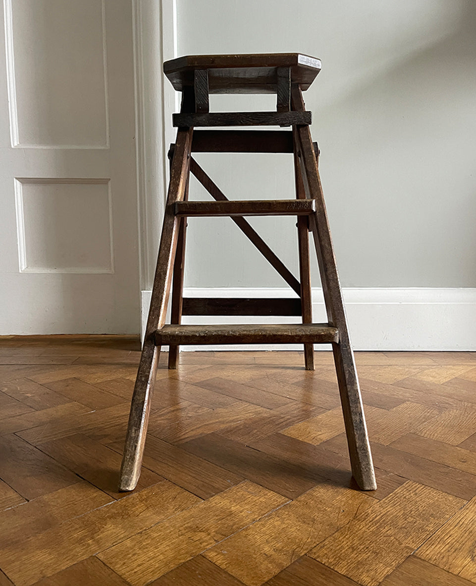 A set of Vintage French Provincial Elm Step Ladders. Very slim when folded, so great for storage - SHOP NOW - www.intovintage.co.uk