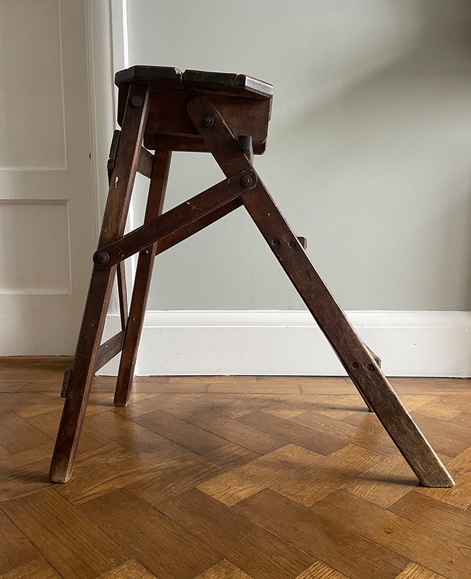 A set of Vintage French Provincial Elm Step Ladders. Very slim when folded, so great for storage - SHOP NOW - www.intovintage.co.uk