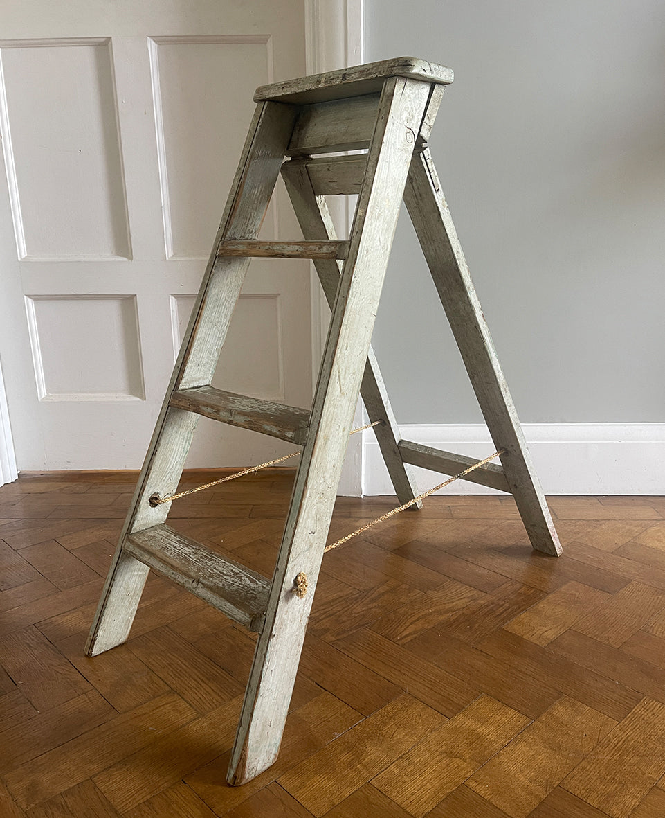 A wonderful set of Vintage Step Ladders with original paint. Very slim when folded so great for storage. - SHOP NOW - www.intovintage.co.uk