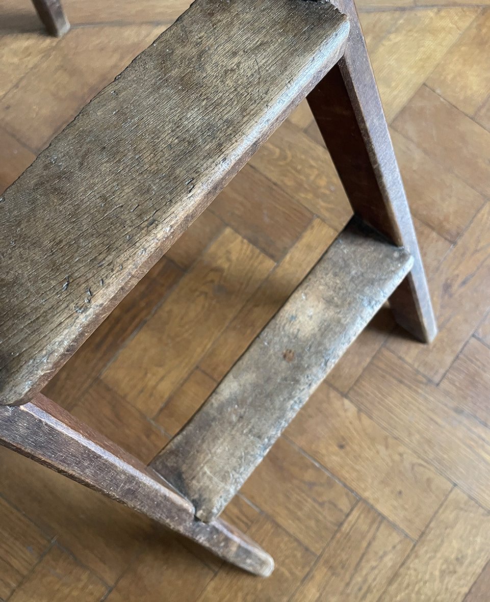 A set of Vintage French Provincial Elm Step Ladders. Very slim when folded, so great for storage - SHOP NOW - www.intovintage.co.uk