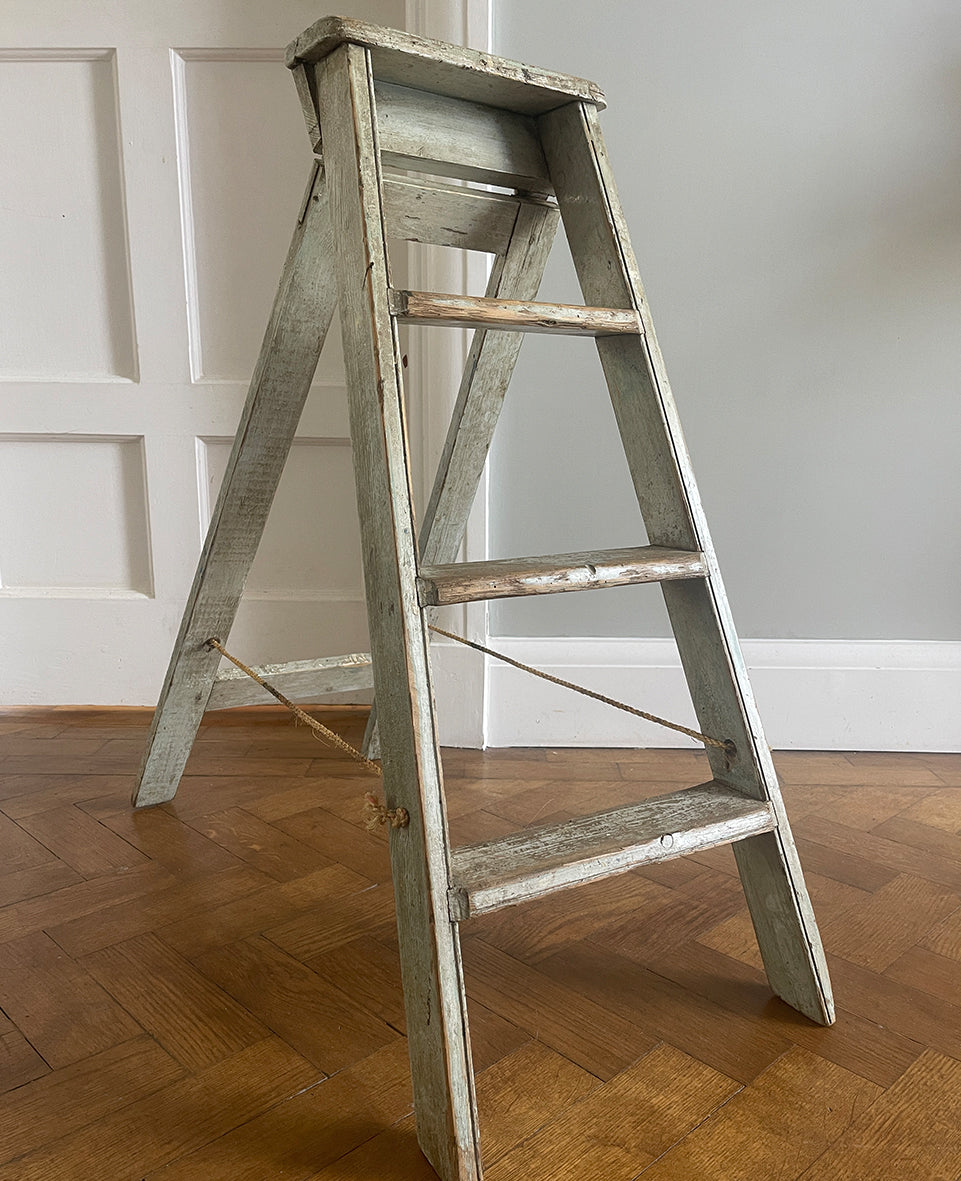 A wonderful set of Vintage Step Ladders with original paint. Very slim when folded so great for storage. - SHOP NOW - www.intovintage.co.uk