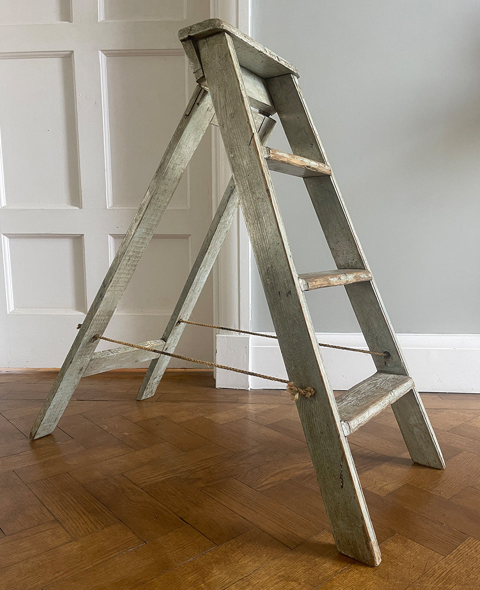 A wonderful set of Vintage Step Ladders with original paint. Very slim when folded so great for storage. - SHOP NOW - www.intovintage.co.uk