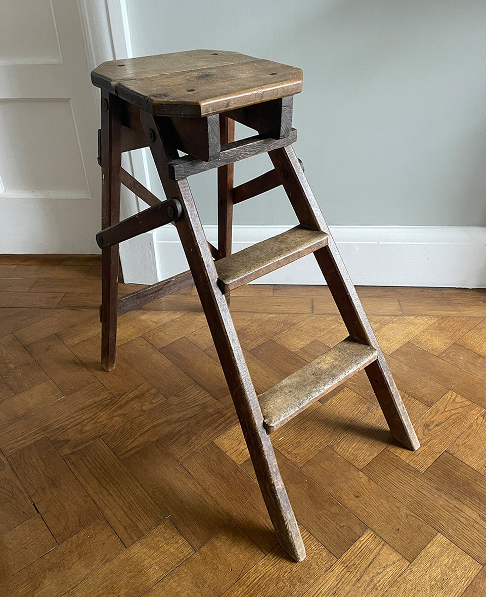 A set of Vintage French Provincial Elm Step Ladders. Very slim when folded, so great for storage - SHOP NOW - www.intovintage.co.uk