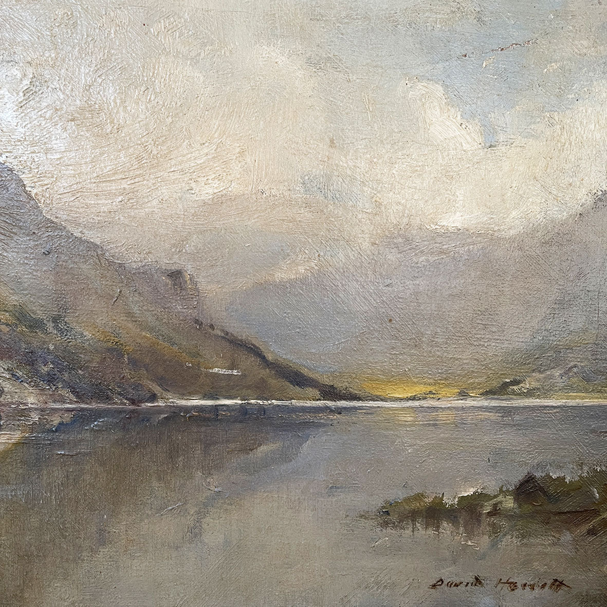 A superb oil painting of a Welsh lake scene by British Impressionist & Modern painter David Hewitt (1878-1939). Oil on canvas, signed lower left David Hewitt. - SHOP NOW - www.intovintage.co.uk