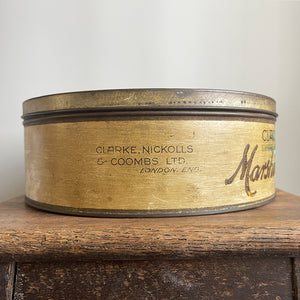 An Art Deco Clarnico Marshmallows Tin from the 1930s with the most wonderful colours and Little Boy Blue design to the front lid  - SHOP NOW - www.intovintage.co.uk