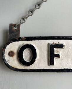A cool cast iron office sign hung on a galvanized chain - SHOP NOW - www.intovintage.co.uk
