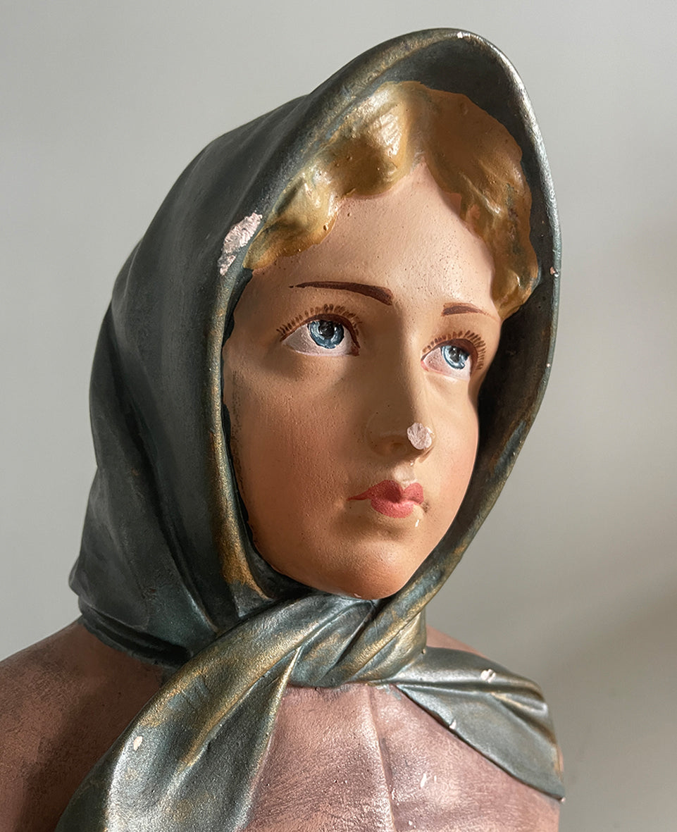 A charming Vintage French 'Orphan' Bust. Made from plaster and hand painted. Titled 'ORPHELINE' meaning 'Orphan' in English - SHOP NOW - www.intovintage.co.uk