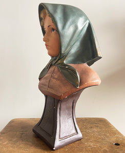 A charming Vintage French 'Orphan' Bust. Made from plaster and hand painted. Titled 'ORPHELINE' meaning 'Orphan' in English - SHOP NOW - www.intovintage.co.uk