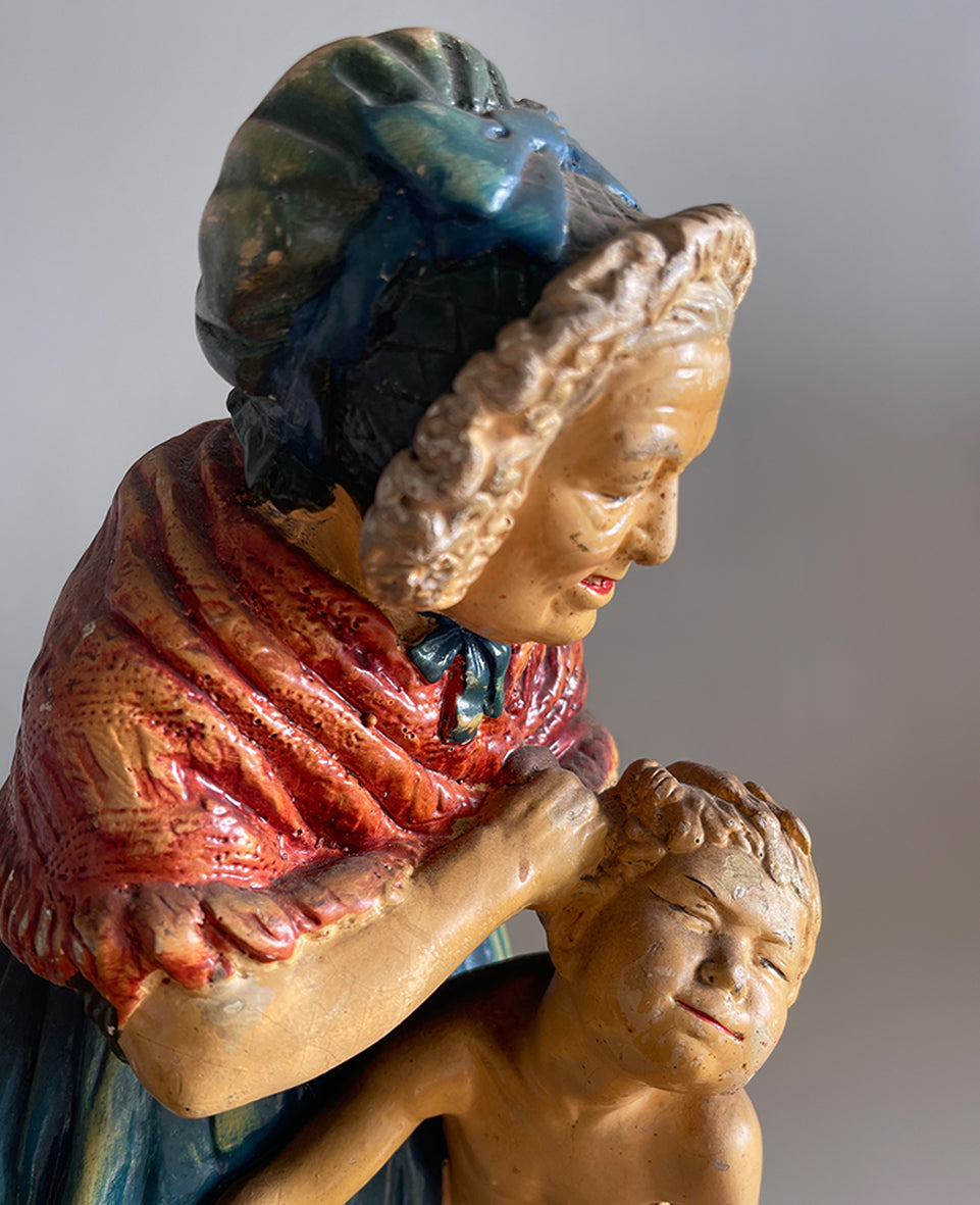 An extremely rare late Victorian Statuette for the Pears Soap Company. The statuette is a copy of a marble sculpture by the Italian artist Giovanni Focardi that was displayed at the 1878 Paris Exhibition. The scene depicts a woman scrubbing a young boy behind the ears who really doesn't look as if he is enjoying it very much! An extremely rare late Victorian Statuette for the Pears Soap Company, titled "You Dirty Boy" - SHOP NOW - www.intovintage.co.uk