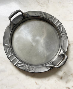 An early 20thc German Kayserzinn Pewter Tray with garden pea decoration. A beautiful tray with simple decoration and well formed handles. Marked 'Kayserzinn 456' to the reverse - SHOP NOW - www.intovintage.co.uk
