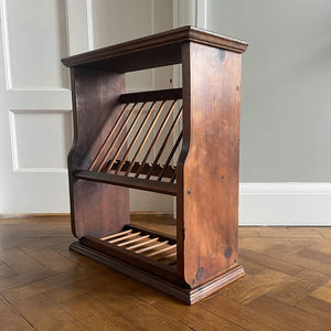 A Vintage Penny Pine Plate Rack perfect for the country farmhouse kitchen. It has a lovely deep dark pine colour too it and an old Victorian One Penny piece inset into the top - SHOP NOW - www.intovintage.co.uk