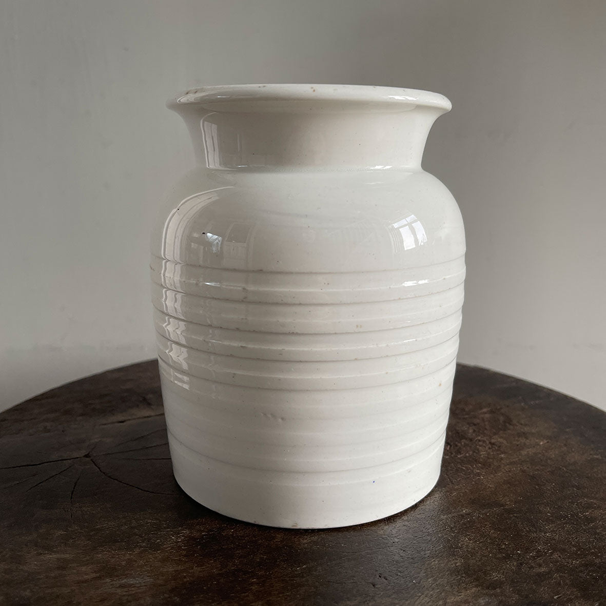 A vintage white ironstone banded Sago jar - SHOP NOW - www.intovintage.co.uk