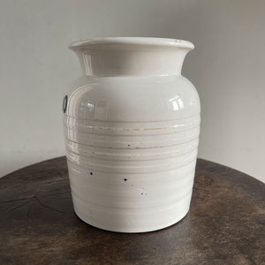 A vintage white ironstone banded Sago jar - SHOP NOW - www.intovintage.co.uk