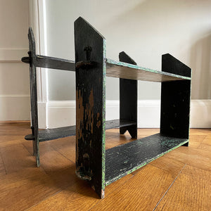 A pair of Old Painted Shelves finished in aged paint. Simple provincial construction with each shelf being held in position with wooden pegs - SHOP NOW - www.intovintage.co.uk