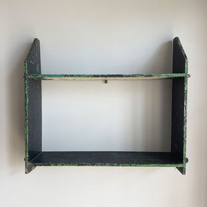 A pair of Old Painted Shelves finished in aged paint. Simple provincial construction with each shelf being held in position with wooden pegs - SHOP NOW - www.intovintage.co.uk