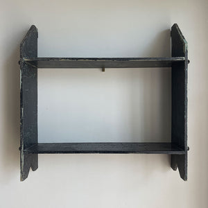 A pair of Old Painted Shelves finished in aged paint. Simple provincial construction with each shelf being held in position with wooden pegs - SHOP NOW - www.intovintage.co.uk