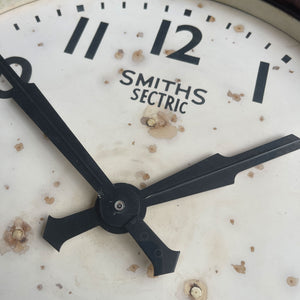 A Vintage Smith's 'Sectric' Wall Clock from the 1940s, made by the English clock company Smiths.. Made from brown Bakelite which is in nice clean condition having been polished and waxed, with an off white dial and retaining its original hands - SHOP NOW - www.intovintage.co.uk