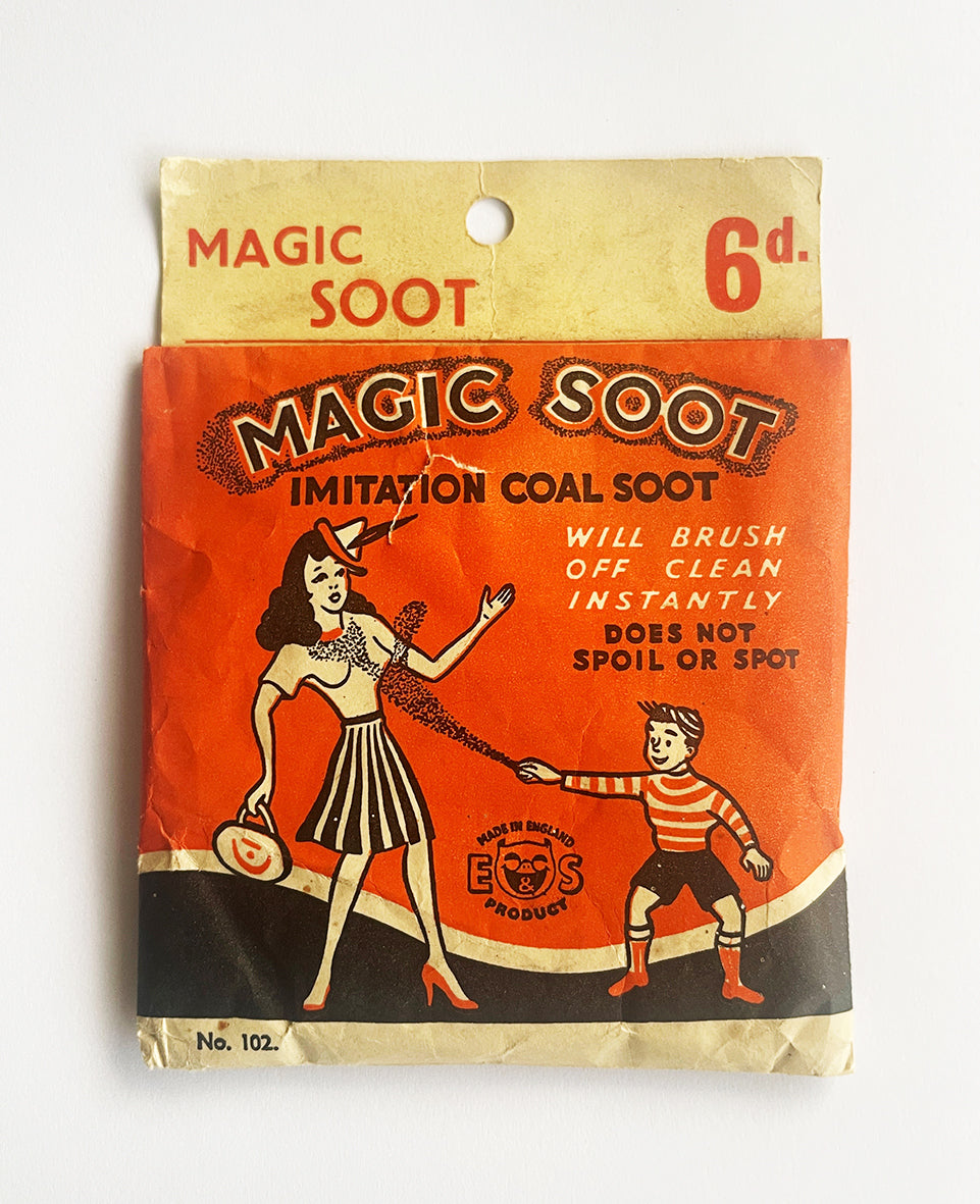 Calling all Jokers. A Vintage bag of Magic Soot. Apparently, it 'Will brush off clean instantly!' - SHOP NOW - www.intovintage.co.uk