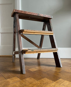 A great set of Vintage workshop Step Ladders with loads of wear and original splodges of paint! Very slim when folded so great for storage. - SHOP NOW - www.intovintage.co.uk
