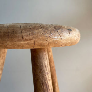 A nice and clean Vintage Elm provincial milking Stool with round seat. Good natural colour - SHOP NOW - www.intovintage.co.uk