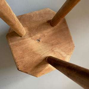 A nice and clean Vintage Elm provincial milking Stool with octagonal seat. Good natural colour - SHOP NOW - www.intovintage.co.uk